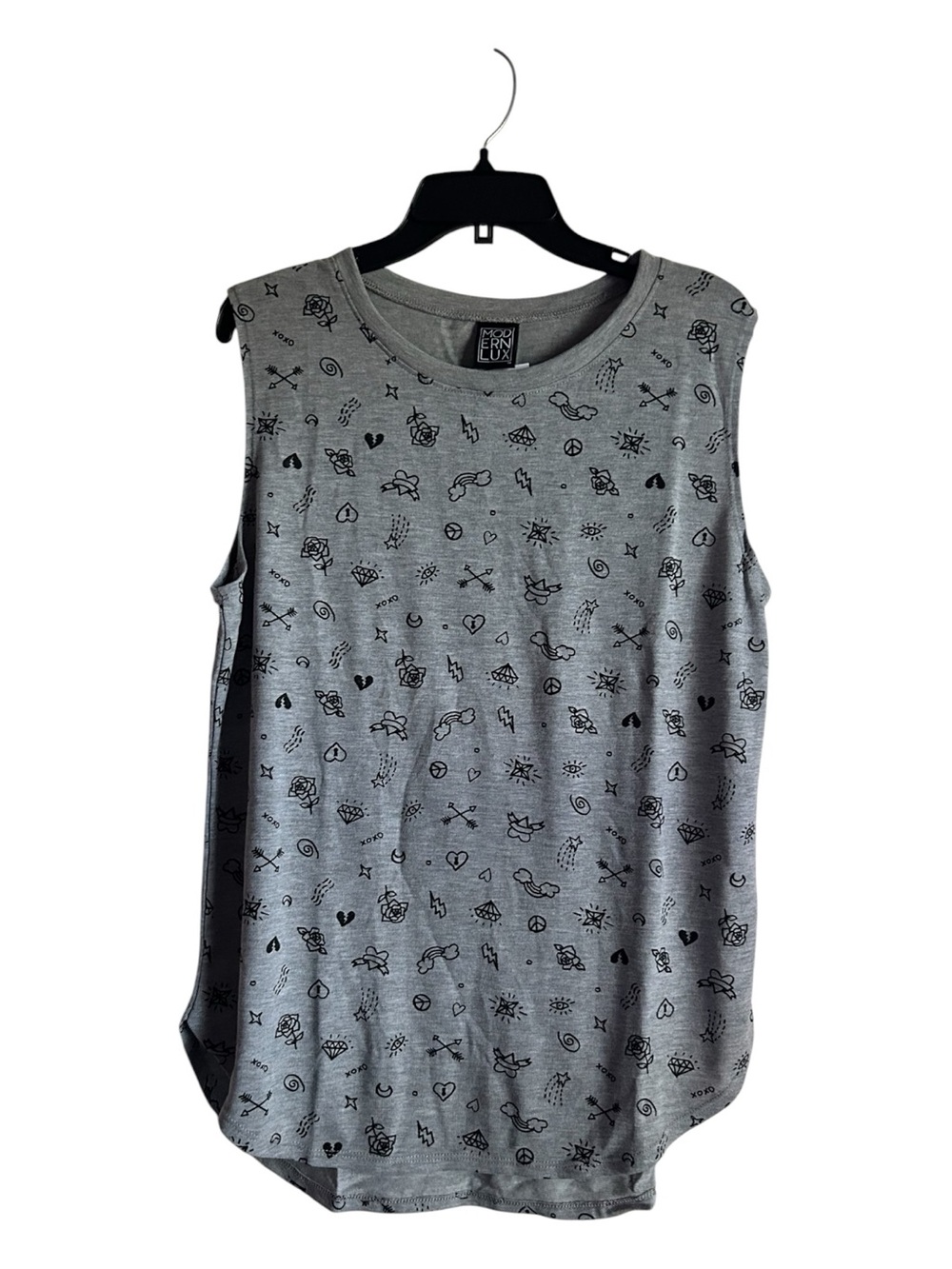 Modern Lux Women’s Size XXL Gray Printed Sleeveless Tank Top